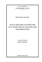 Quản lý hoạt động tổ chuyên môn ở các trường tiểu học quận liên chiểu thành phố đà nẵng.