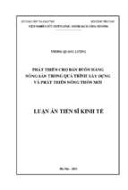 Phát triển chợ bán buôn hàng nông sản trong quá trình xây dựng và phát triển nông thôn mới