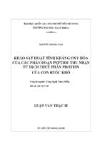 Khảo sát hoạt tính kháng oxy hóa của các phân đoạn peptide thu nhận từ dịch thủy phân protein của con ruốc khô 