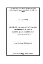 Các yếu tố tác động đến sự lựa chọn điểm đến của du khách tại tỉnh quảng nam hiện nay (điển cứu tại thành phố hội an)    