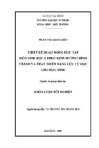 Thiết kế hoạt động học tập môn sinh học 6 theo định hướng hình thành và phát triển năng lực tự học cho học sinh
