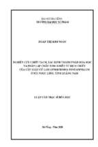 Nghiên cứu chiết tách, xác định thành phần hóa học và phân lập chất tinh khiết từ dịch chiết của cây giảo cổ lam gynostemma pentaphyllum ở núi ngọc linh, tỉnh quảng nam