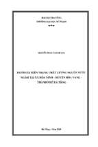đánh giá hiện trạng chất lượng nguồn nước ngầm tại xã hòa ninh – huyện hòa vang   thành phố đà nẵng