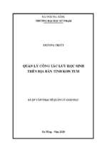 Quản lý công tác lưu học sinh trên địa bàn tỉnh kon tum