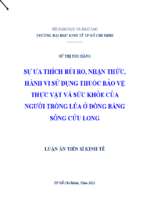 Sự ưa thích rủi ro, nhận thức, hành vi sử dụng thuốc bảo vệ thực vật và sức khỏe của người trồng lúa ở đồng bằng sông cửu long