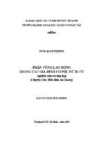 Phân công lao động trong các gia đình có phụ nữ di cư (nghiên cứu trường hợp ở huyện chợ mới, tỉnh an giang)    