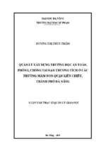 Quản lý xây dựng trường học an toàn, phòng chống tai nạn thương tích ở các trường mầm non quận liên chiểu, thành phố đà nẵng..
