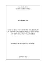 Quản lý hoạt động giáo dục ngoài giờ lên lớp ở trường ptdtnt quảng nam theo hướng tổ chức hoạt động trải nghiệm.