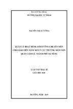 Quản lý hoạt động bồi dưỡng chuyên môn cho giáo viên mầm non ở các trường mầm non quận cẩm lệ, thành phố đà nẵng.