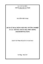 Quản lý hoạt động giáo dục hướng nghiệp ở các trường trung học phổ thông thành phố đà nẵng.