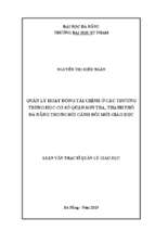 Quản lý hoạt động tài chính ở các trường trung học cơ sở tại quận sơn trà, thành phố đà nẵng trong bối cảnh đổi mới giáo dục.