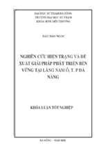 Nghiên cứu hiện trạng và đề xuất giải pháp  phát triển du lịch bền vững làng nam ô, thành phố đà nẵng