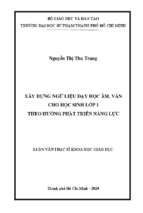 Xây dựng ngữ liệu dạy học âm, vần cho học sinh lớp 1 theo hướng phát triển năng lực 