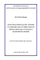 Quản lí hoạt động dạy học tích hợp các môn khoa học tự nhiên ở một số trường trung học cơ sở quận 3, thành phố hồ chí minh 