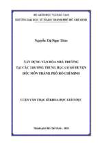 Xây dựng văn hóa nhà trường tại các trường trung học cơ sở huyện hóc môn thành phố hồ chí minh 