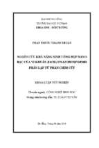 Nghiên cứu khả năng sinh tổng hợp nano bạc của vi khuẩn bacillus licheniformis phân lập từ phân chim cút