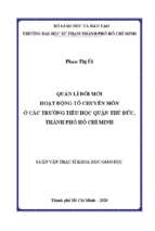 Quản lí đổi mới hoạt động tổ chuyên môn ở các trường tiểu học quận thủ đức, thành phố hồ chí minh 