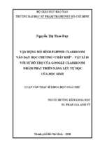 Vận dụng mô hình flippeed classroom cào dạy học chương 