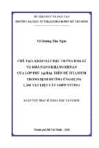 Chế tạo, khảo sát đặc trưng hóa lí và khả năng kháng khuẩn của lớp phủ aghap trên đế titanium trong định hướng ứng dụng làm vật liệu cấy ghép xương 