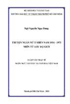 Truyện ngắn nữ ở miền nam 1954   1975 nhìn từ góc độ giới 