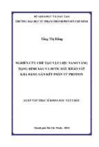 Nghiên cứu chế tạo vật liệu nano vàng dạng hình sao và bước đầu khảo sát khả năng gắn kết phần tử protein 