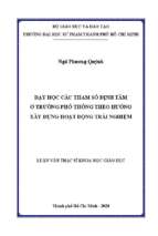 Dạy học các tham số định tâm ở trường phổ thông theo hướng xây dựng hoạt động trải nghiệm 