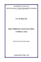 Phát triển du lịch cộng đồng tỉnh cà mau 
