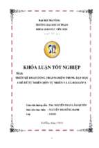 Thiết kế hoạt động trải nghiệm trong dạy học chủ đề tự nhiên môn tự nhiên và xã hội lớp 3