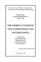 The wedding custom of vietnamese people and english people = phong tục cưới hỏi của người việt nam và người anh    tertiary level scientific research project year 2007 – 2008 