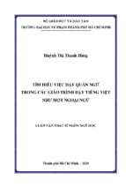 Tìm hiểu việc dạy quán ngữ trong các giáo trình dạy tiếng việt như một ngoại ngữ 