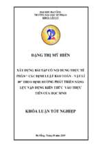 Xây dựng bài tập có nội dung thực tế phần các định luật bảo toàn – vật lí 10 theo định hướng phát triển năng lực vận dụng kiến thức vào thực tiễn của học sinh.