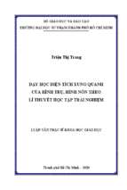 Dạy học diện tích xung quanh của hình trụ, hình nón theo lí thuyết học tập trải nghiệm 