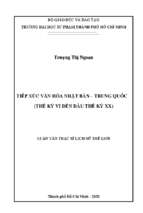 Tiếp xúc văn hóa nhật bản – trung quốc (thế kỷ vi đến đầu thế kỷ xx) 