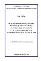 Quản lí hoạt động dạy học các môn khoa học tự nhiên theo hướng phát triển năng lực học sinh ở các trường trung học cơ sở huyện bình chánh thành phố hồ chí minh 