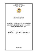 Nghiên cứu đặc trưng phát quang của vật liệu phát quang ca2al2sio7 đồng pha tạp sm3+, tb3+