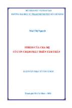 Stress của cha mẹ có con chậm phát triển tâm thần 