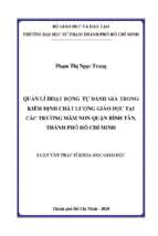 Quản lí hoạt động tự đánh giá trong kiểm định chất lượng giáo dục tại các trường mầm non quận bình tân thành phố hồ chí minh 