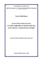 Quản lí hoạt động dạy học các môn nghệ thuật ở trường tiểu học quận thủ đức, thành phố hồ chí minh 