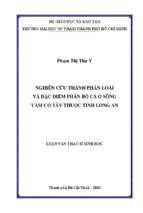 Nghiên cứu thành phần loài và đặc điểm phân bố cá ở sông vàm cỏ tây thuộc tỉnh long an 