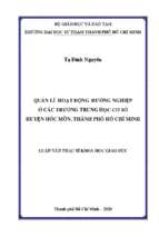 Quản lí hoạt động hướng nghiệp ở các trường trung học cơ sở huyện hóc môn, thành phố hồ chí minh 