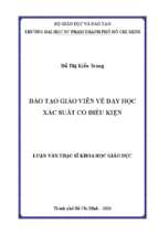 đào tạo giáo viên về dạy học xác suất có điều kiện 