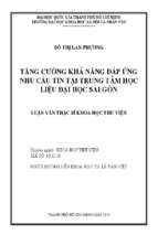 Tăng cường khả năng đáp ứng nhu cầu tin tại trung tâm học liệu đại học sài gòn    
