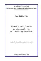 Dạy học các số đặc trưng đo mức độ phân tán của mẫu số liệu ghép nhóm 