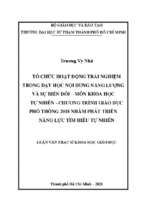 Tổ chức hoạt động trải nghiệm trong dạy học nội dung năng lượng và sự biến đổi   môn khoa học tự nhiên   chương trình giáo dục phổ thông 2018 nhằm phát triển năng lực tìm hiểu tự nhiên
