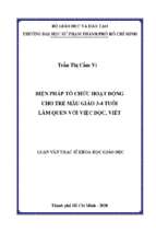 Biện pháp tổ chức hoạt động cho trẻ mẫu giáo 3 4 tuổi làm quen với việc đọc, viết 