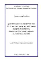 Quản lí hoạt động tổ chuyên môn ở các trường trung học phổ thông huyện xanasomboun, tỉnh champasak, nước cộng hòa dân chủ nhân dân lào 