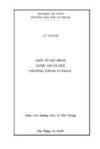 Một số mô hình được mô tả bởi phương trình vi phân