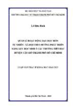 Quản lí hoạt động dạy học môn tự nhiên   xã hội theo hướng phát triển năng lực học sinh ở các trường tiểu học huyện cần giờ thành phố hồ chí minh 