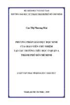 Phương pháp giáo dục học sinh của giáo viên chủ nhiệm tại các trường tiểu học ở quận 4, thành phố hồ chí minh 