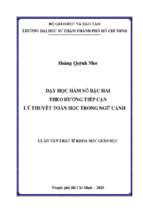 Dạy học hàm số bậc hai theo hướng tiếp cận lý thuyết toán học trong ngữ cảnh 